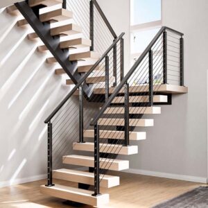 Op maat gemaakte stalen trap voor moderne privéwoning